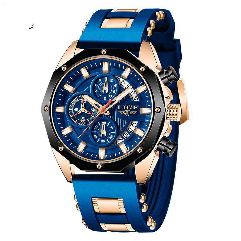 Fashion Mens Watches Top Brand Luxury Silicone Sport Watch Men Quartz Date Clock Waterproof Wristwatch Chronograph - Mubimart