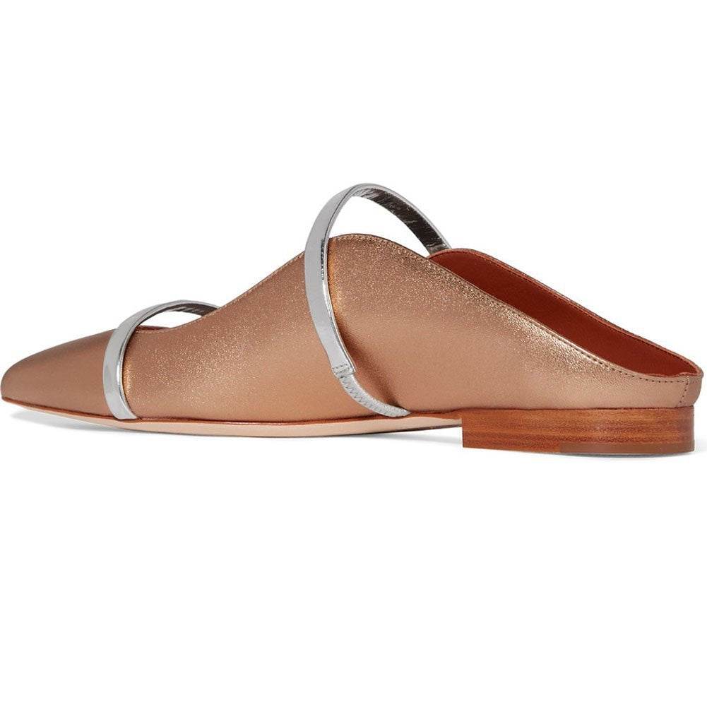 Pointed Toe Strap Flat Casual Shoes - Mubimart