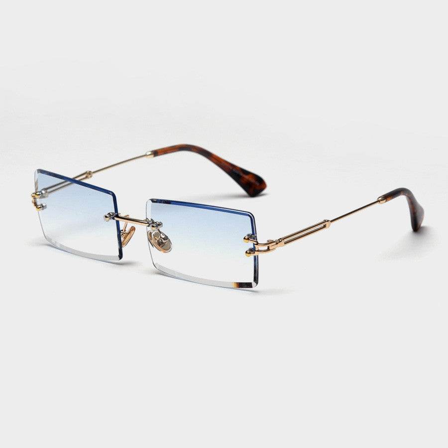Rimless Rectangle Sunglasses Square Fashion Hip-hop Sunglasses Tide Ins Retro Street Beat Cut Edge Sunglasses - Mubimart