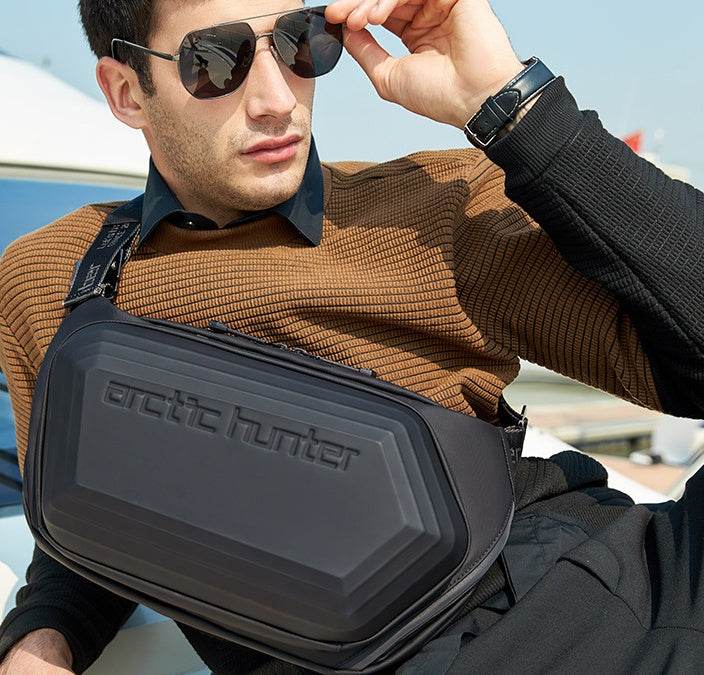 Men's Messenger Shoulder Waist Bag Trend Fashion Design Sling Bag Large Capacity Waterproof Chest Bags Wear-resistant - Mubimart