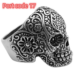 Handmade Vintage Thai Silver Personality Ring Men Domineering Skull Ring