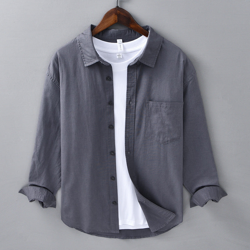 Long LinenMens Linen Shirts Sleeves Casual All-matching Cotton Linen Shirt