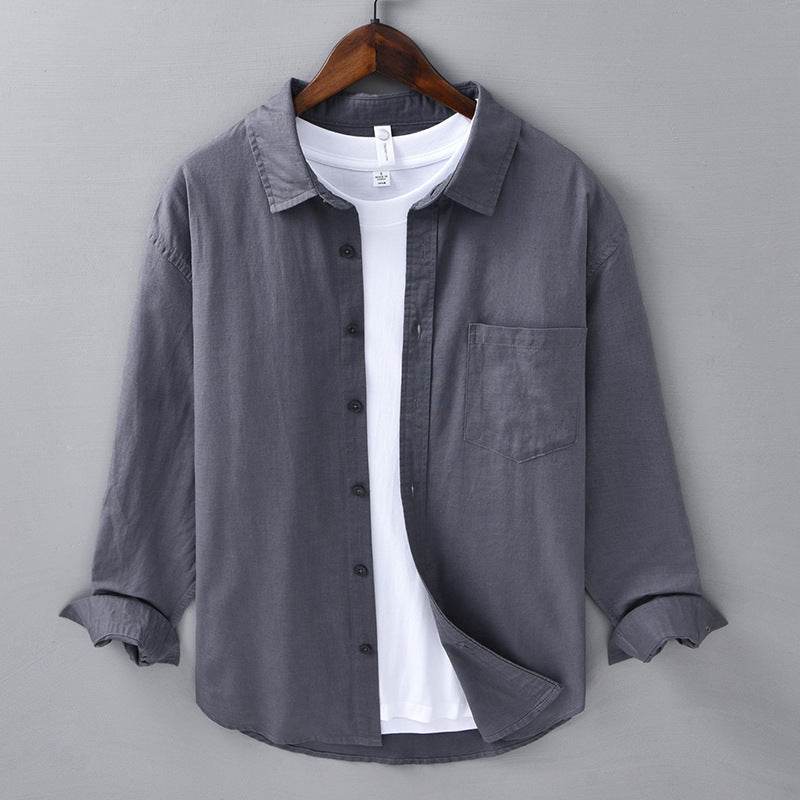 Long LinenMens Linen Shirts Sleeves Casual All-matching Cotton Linen Shirt - Mubimart
