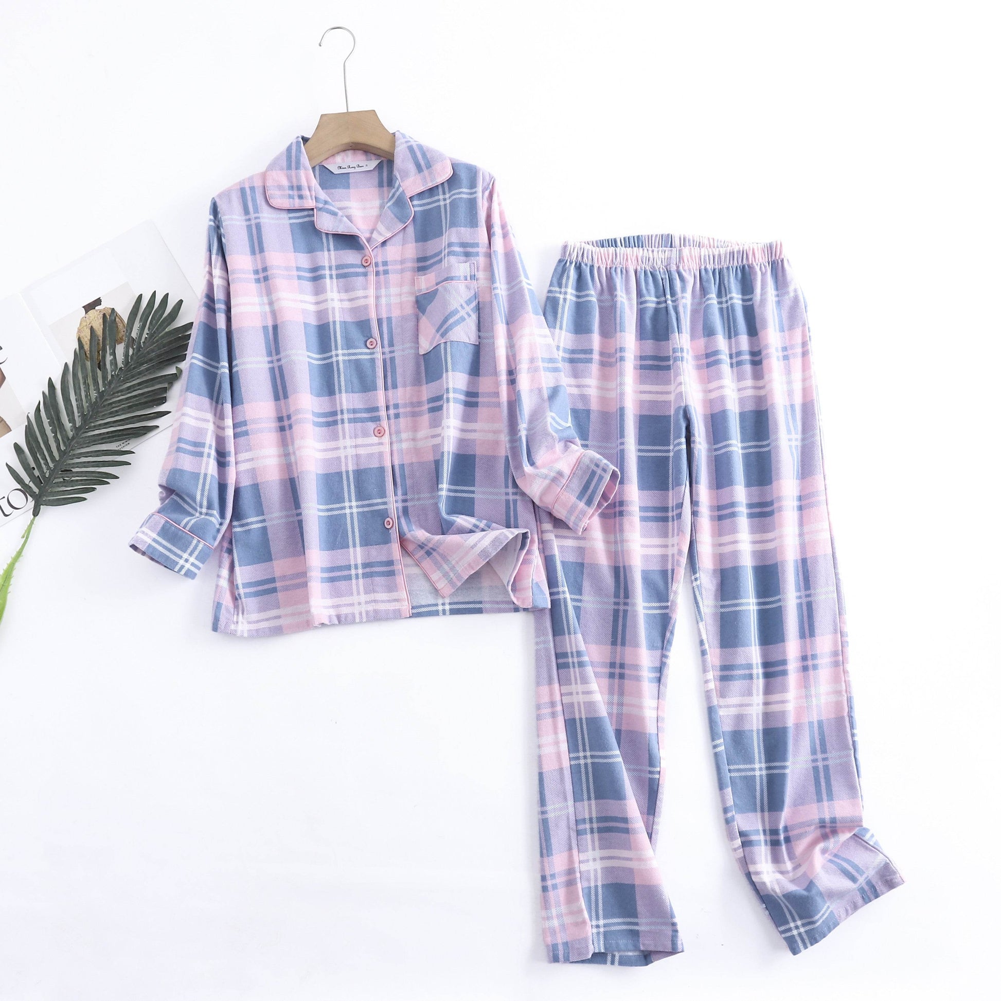 Women's Cotton Simple Pajama Suit - Mubimart