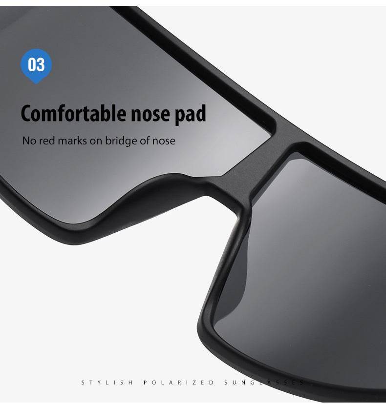 Mens Fashion Simple One Piece Large Frame Sunglasses - Mubimart