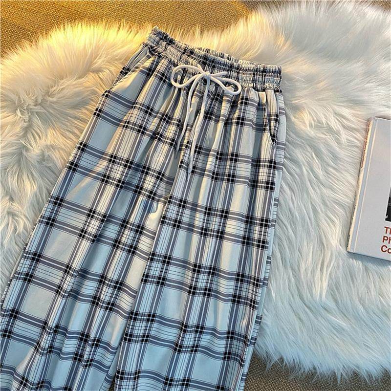 Plaid Pants Women's Casual Jogger Pants Fashion Loose Street Harem Pants - Mubimart