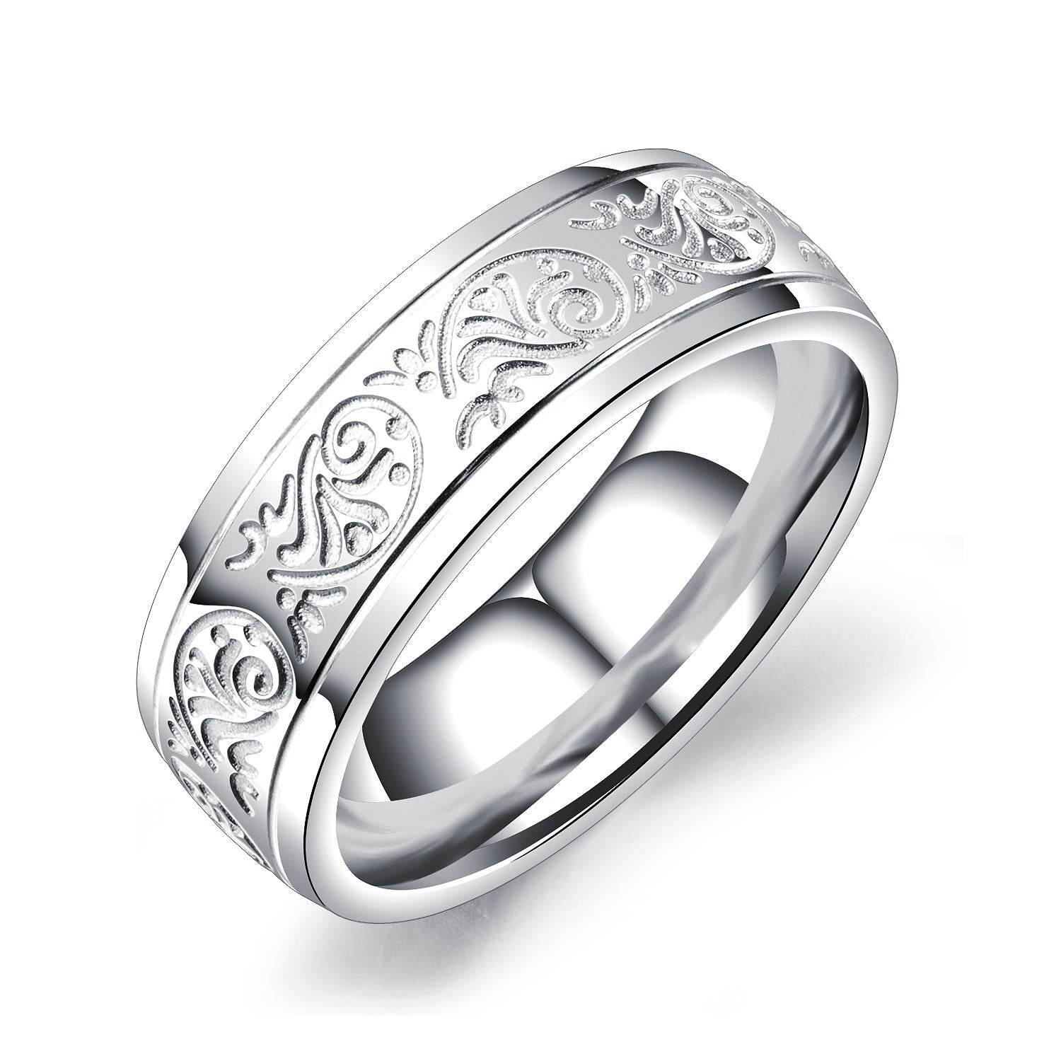 Vintage pattern titanium steel ring men - Mubimart