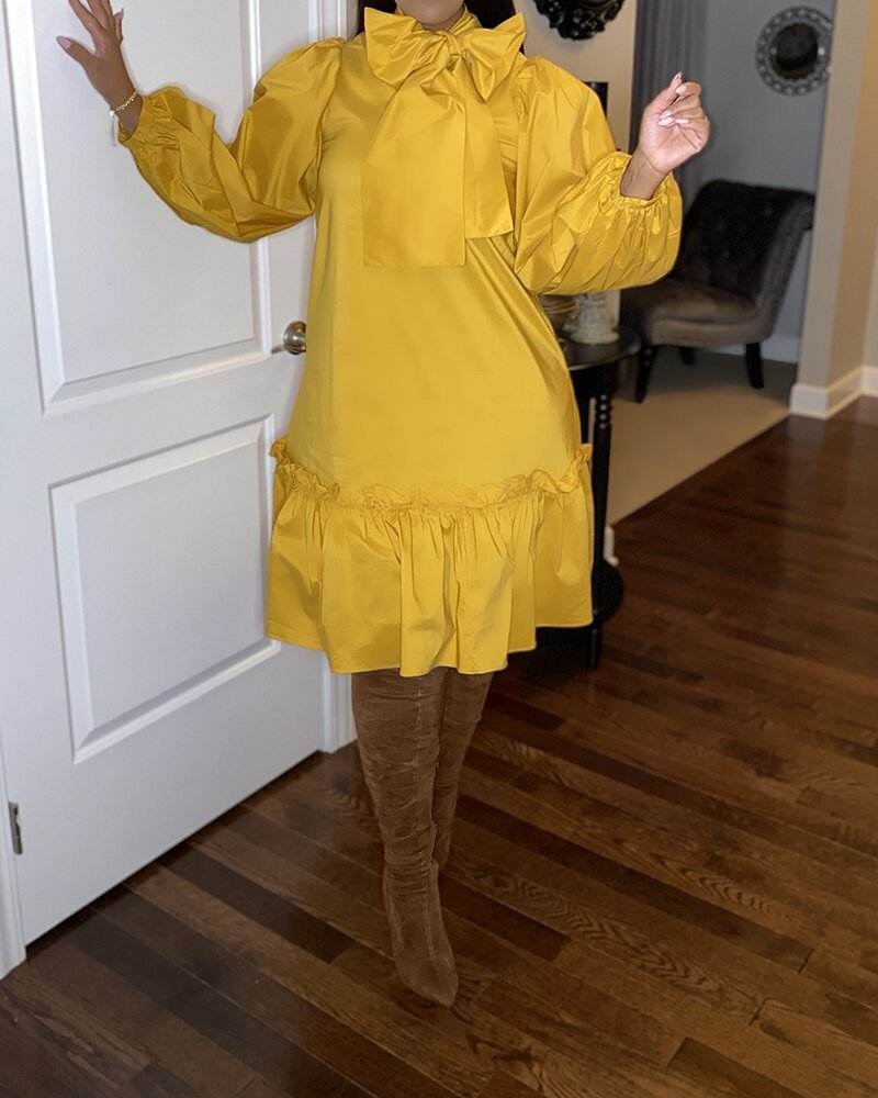 Loose Plus Size Casual Ruffle Dress - Mubimart