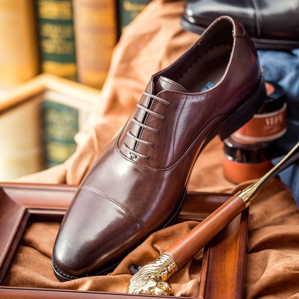 Hanmce Oxford Shoes Fashion Genuine Leather Breathable - Mubimart