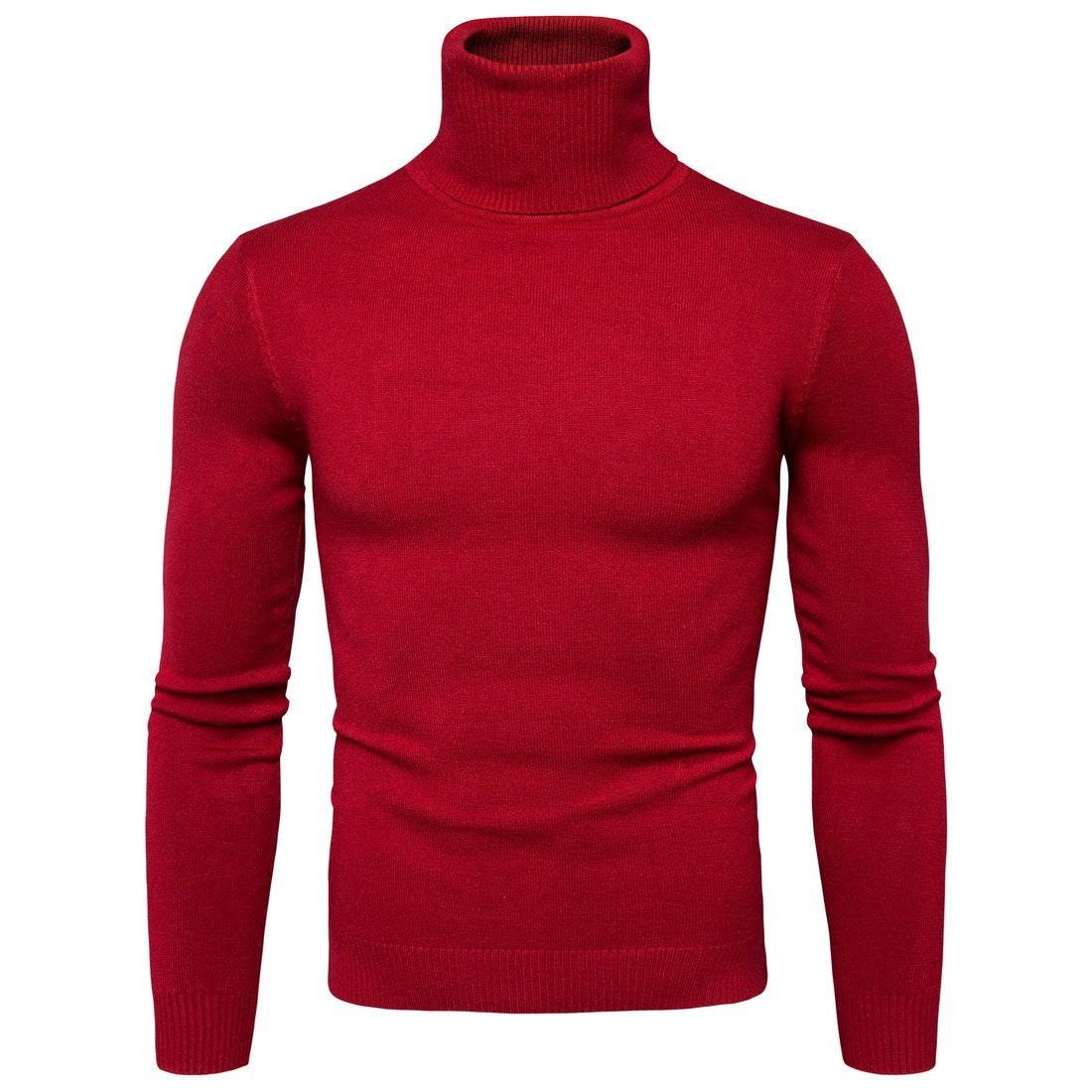 Winter Warm Basic Thermal Turtleneck Sweater Mens Solid Color Slim Fit Clothes Pullover Top - Mubimart