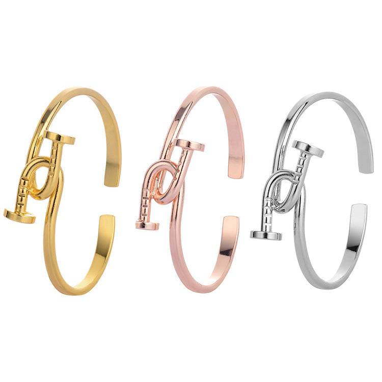 Rose Gold oval bangle bracelet - Mubimart