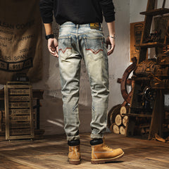 Vintage distressed jeans voor heren, slim fit