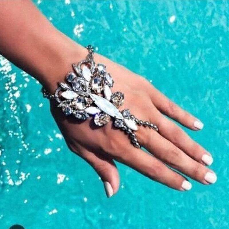 Alloy Inlaid Gemstone Bracelet Exaggerated Punk Personality Bracelet - Mubimart