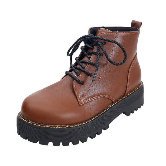 Booties British style lace-up Harajuku Martin boots - Mubimart