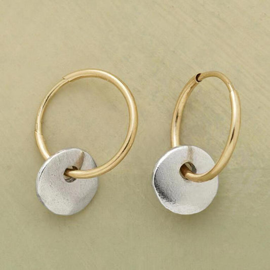 Simple Circle Dual Color Electroplated Earrings