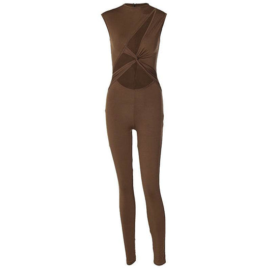 Hollow Out Exercise Fitness Jumpsuit Women - Mubimart
