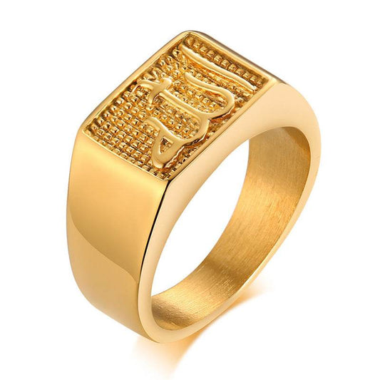 Titanium steel gold ring - Mubimart