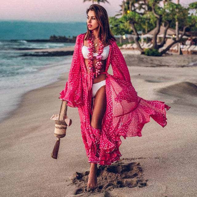 Women Crochet Beach Knitted Beach Cover Up Dress Tunic Long - Mubimart