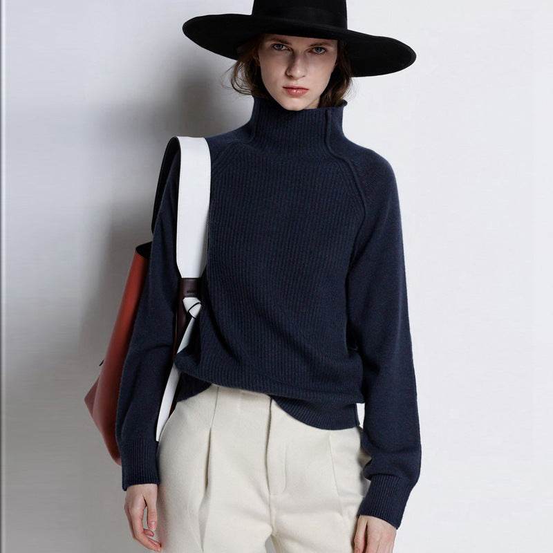 Turtleneck Cardigan Women's Loose Sweater Lazy Style Large Size Sweater - Mubimart