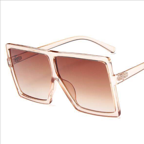 Oversized Women Sunglasses Square Brand Designer Big Frame - Mubimart