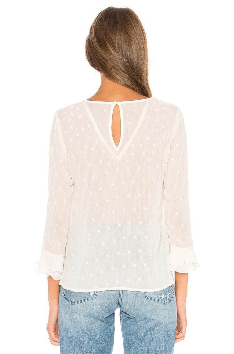 Feitong Women Ladies Blouses And Tops Casual Ruffles Lace Polka Dot O Neck Shirt Long Sleeve Blouse blusas mujer de moda - Mubimart