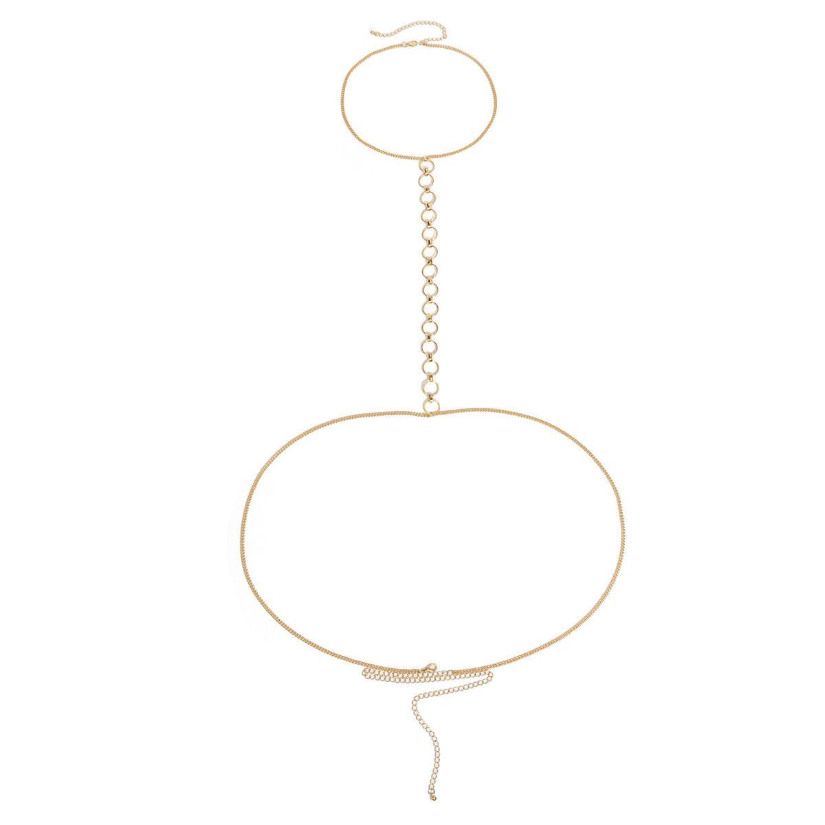 Round Ring Chain Necklace One Body Chain Women - Mubimart