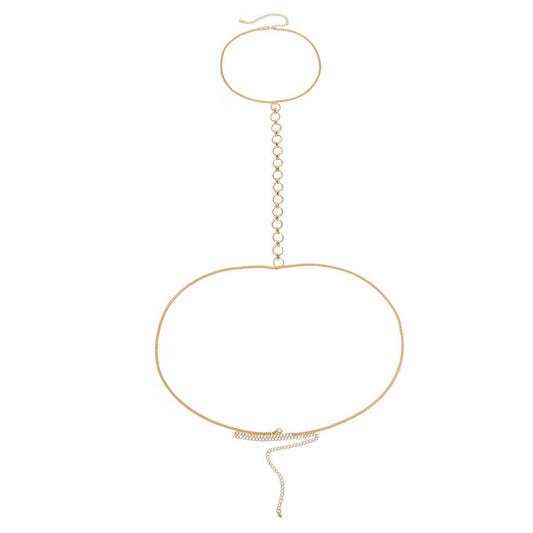 Round Ring Chain Necklace One Body Chain Women - Mubimart