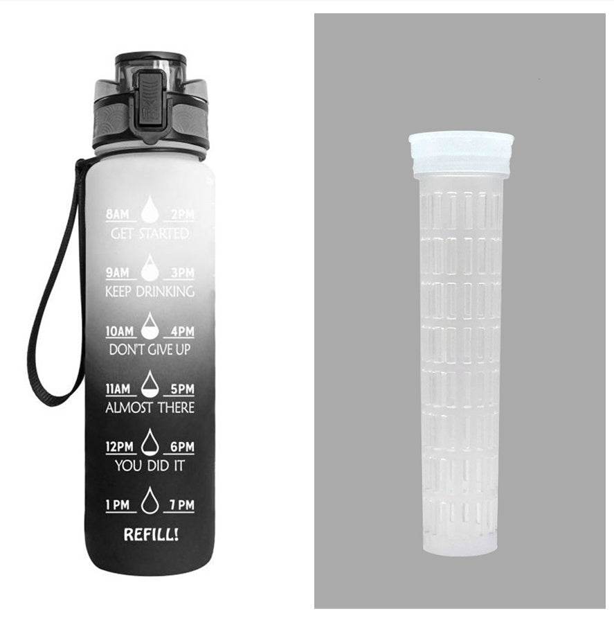 1L Tritan Water Bottle With Time Marker Bounce Cover Motivational Water Bottle Cycling Leakproof Cup For Sports Fitness Bottles - Mubimart