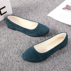 Suede Pumps Women's Flat Solid Color Pointed Low Heel Lazy Wild Boat Shoes Candy Color Round Toe Cloth Shoes Large Size Women's Shoes