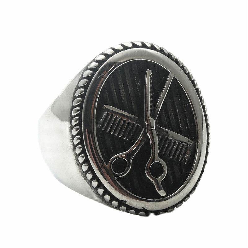 European And American Titanium Steel Scissors Ring Retro Trendy Men Punk - Mubimart