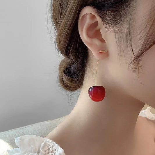 Red Cherry Fruit Acrylic Design Earrings