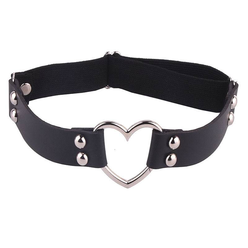 Leather Hand-studded Leg Loop Garter Belt - Mubimart