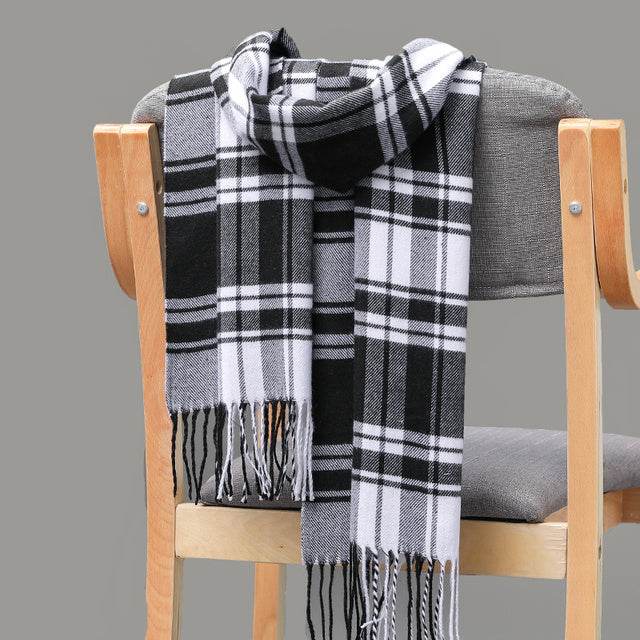 Mens And Girls Neckwear Cashmere Check Childrens Scarf - Mubimart