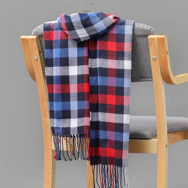 Mens And Girls Neckwear Cashmere Check Childrens Scarf - Mubimart