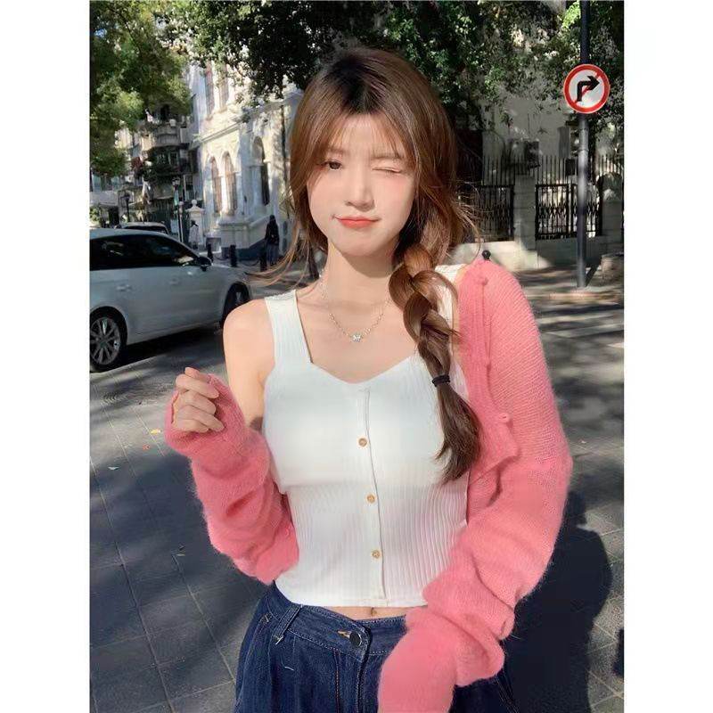 Button Camisole Short Top For Women - Mubimart