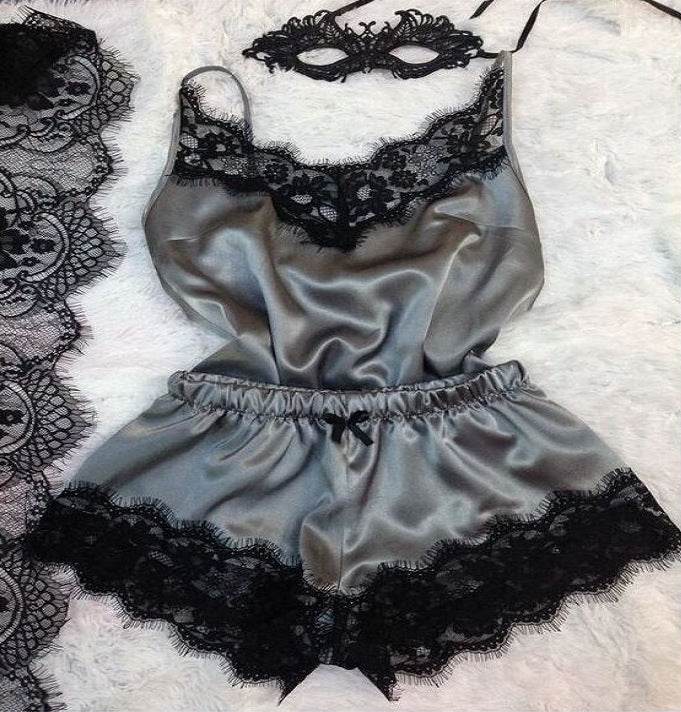 Women's Sling Pajamas Emulation Silk Nightgown Plus Size Home Underwear Nightdress - Mubimart