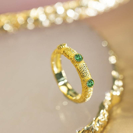 Inlaid Emerald Gold Gemstone Women's Light Luxury Niche Bracelet - Mubimart