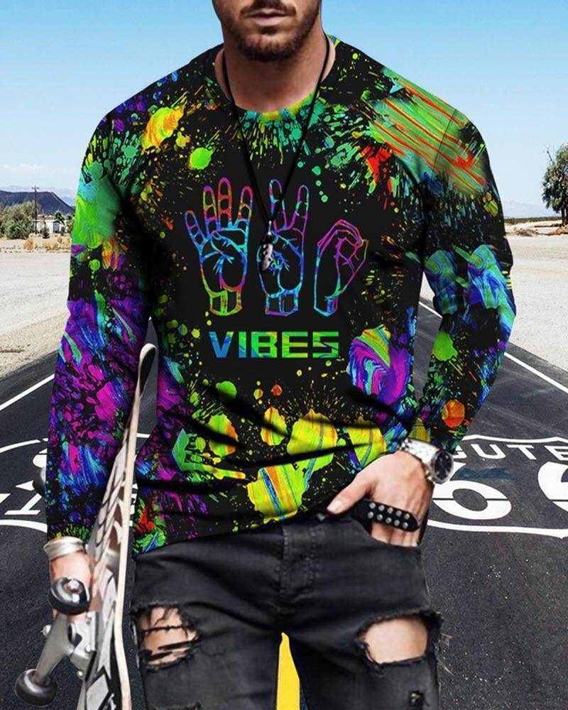 Mens Letter Crew Neck Slim Fit Casual Print T Shirt - Mubimart