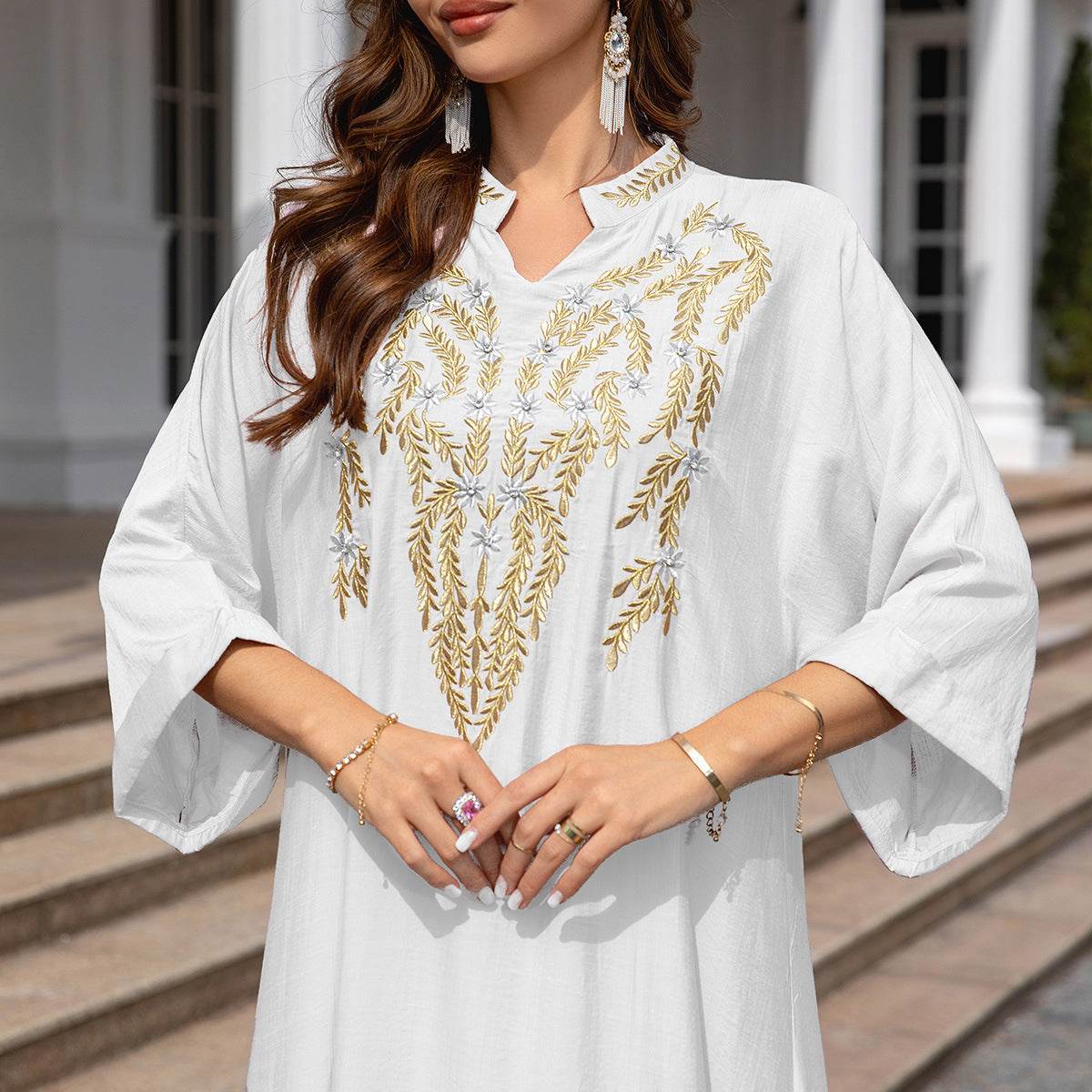 Muslim Women Embroidered Robe Dress - Mubimart