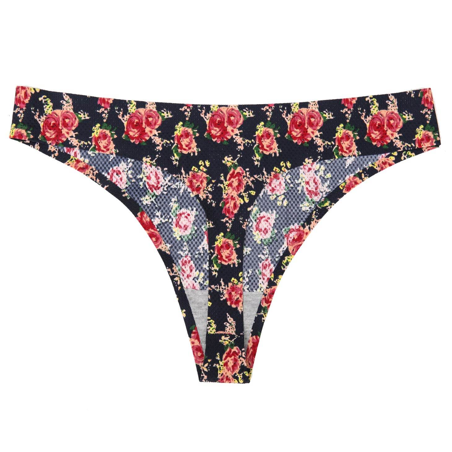 Breathable Printed Seamless Floral Briefs For Women - Mubimart