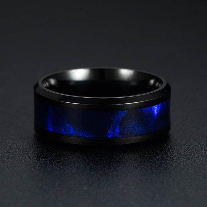 Blue Shell Titanium Steel Ring Fashion Personality Men And Women Ring - Mubimart