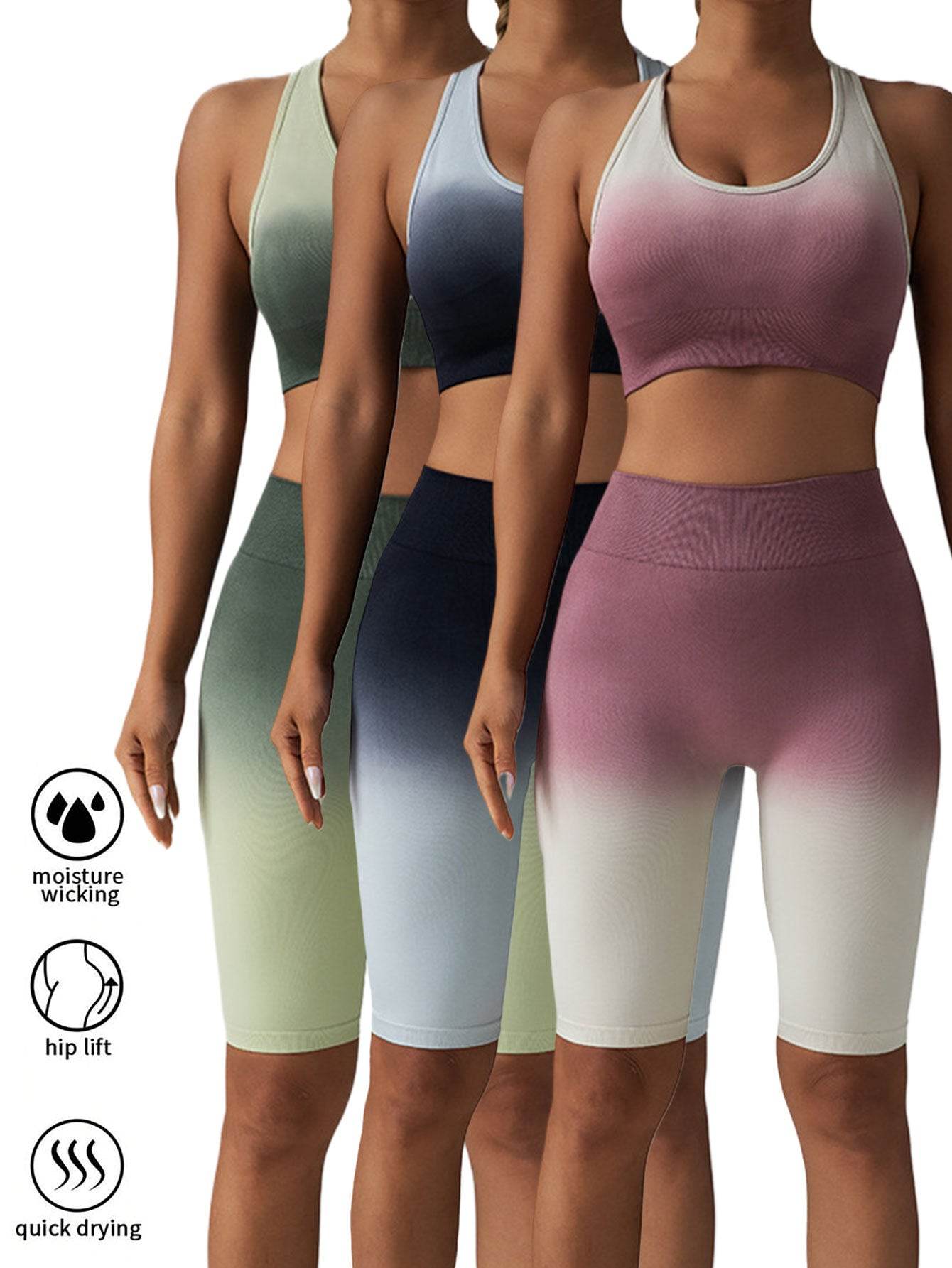 3 Pack Women Workout Shorts Scrunch Shorts Seamless High Waisted Contour Gym Yoga Biker Shorts - Mubimart