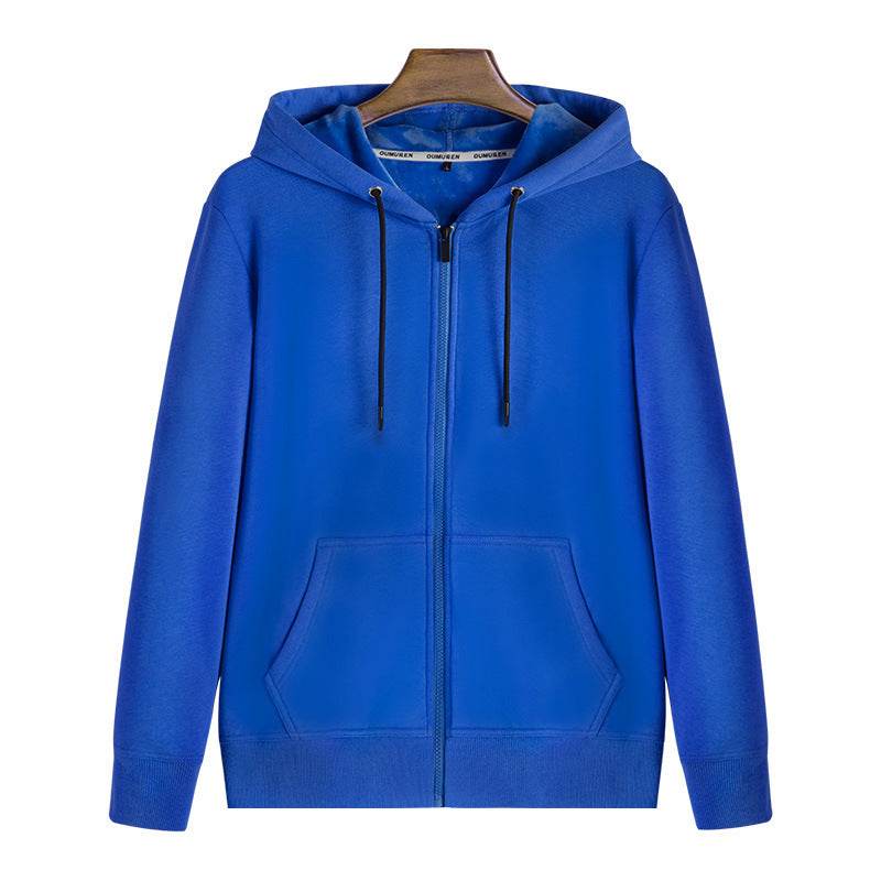 Zipper Hoodie Solid Color Plus Fleece Sweatshirt - Mubimart