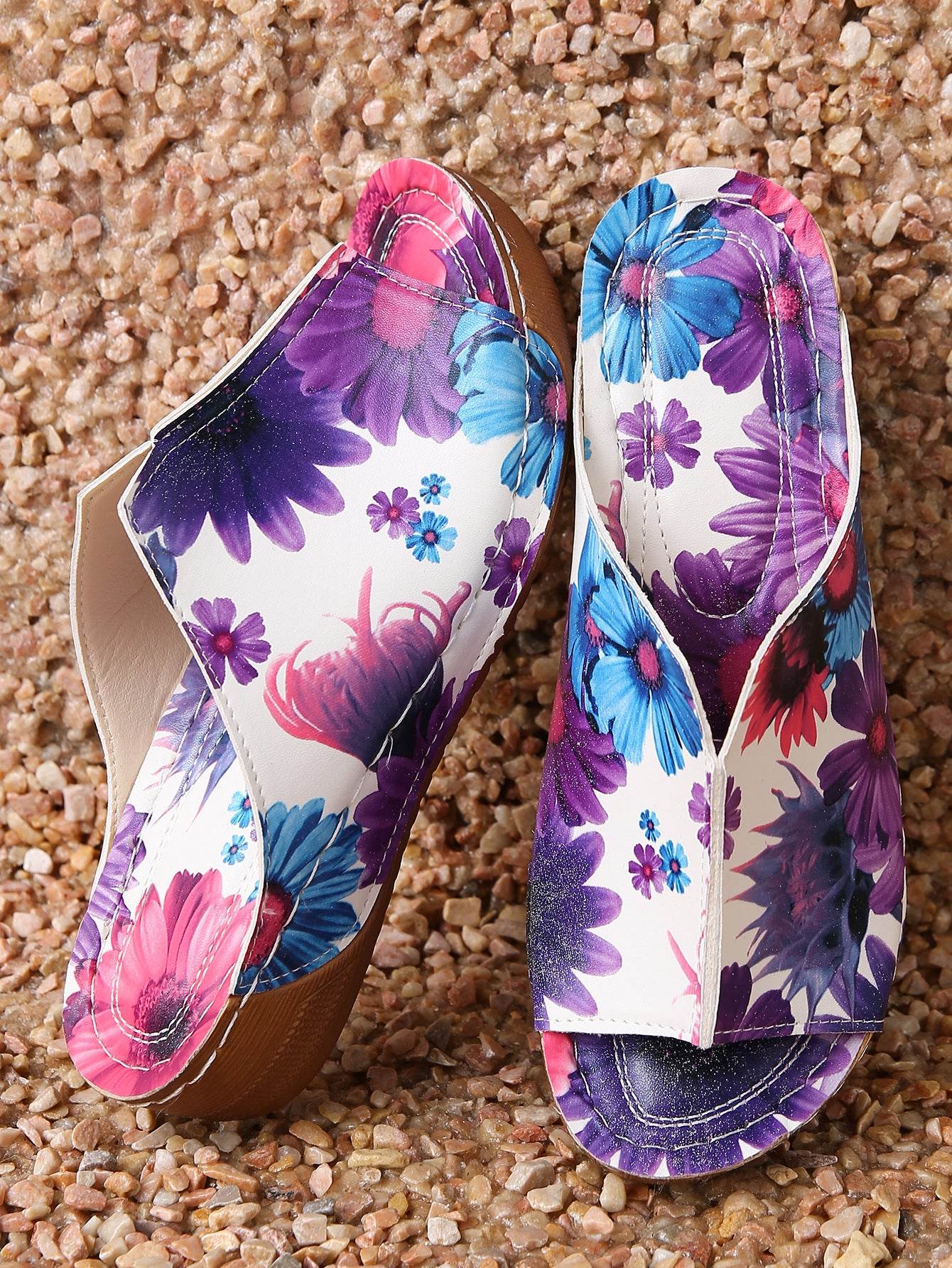 Peep Toe Wedge Fashion Simple Slip-on Fashion Sandal Slippers - Mubimart