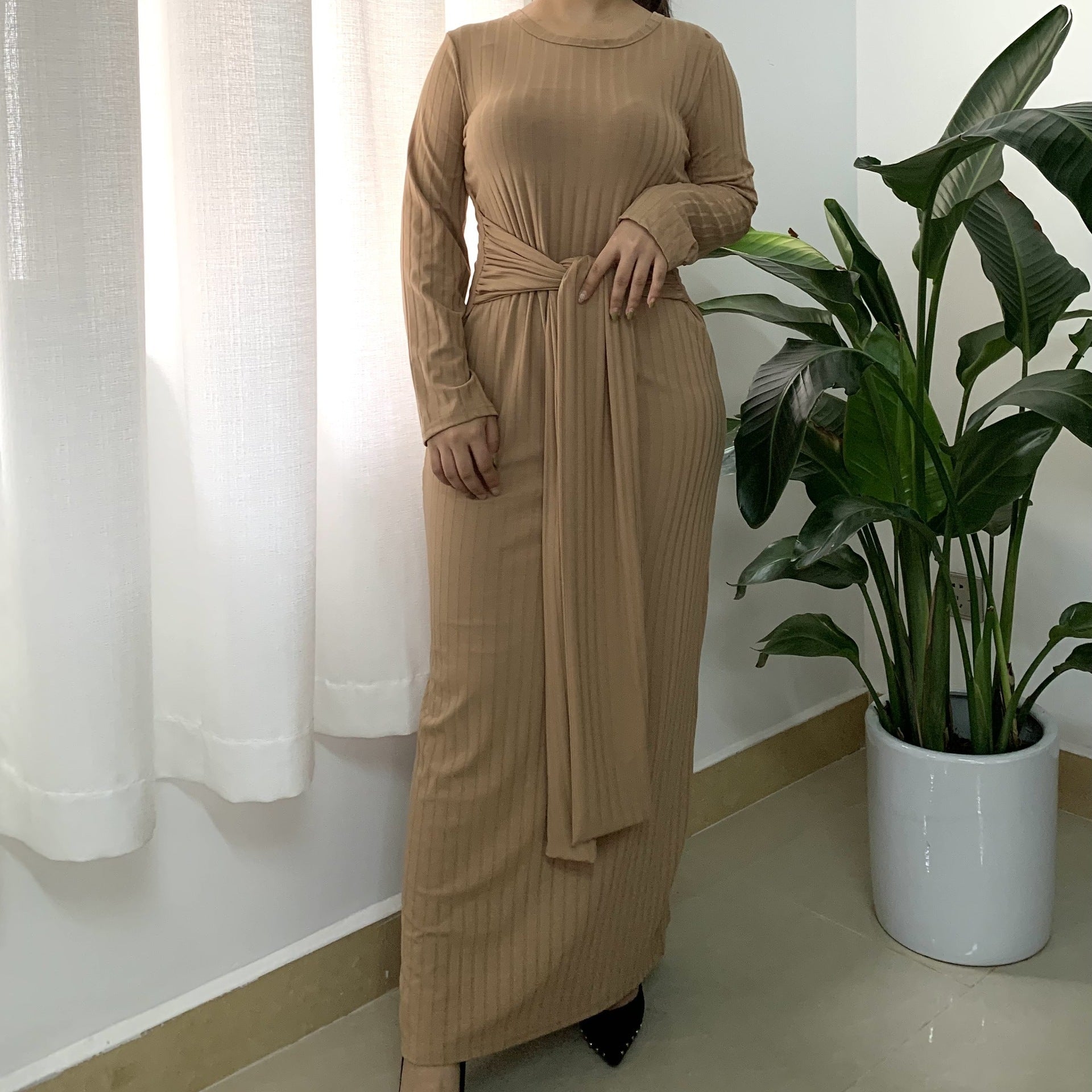 Middle East Dubai Robe Plus Size Knitted Muslim Dress - Mubimart -  