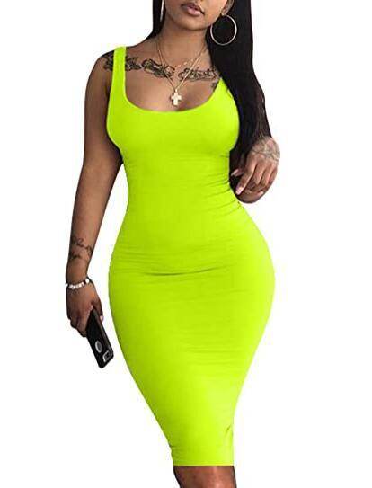 Womens Sexy Bodycon Tank Dress Sleeveless - Mubimart