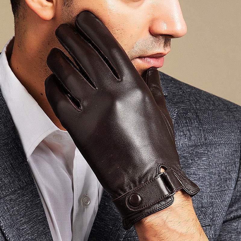 Leather Gloves Men's Winter Warm Sheepskin - Mubimart