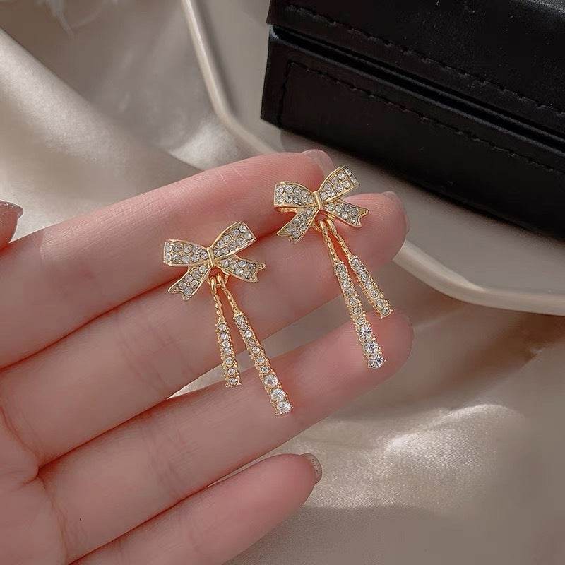 New Super Fairy Bow Stud Earrings For Women Niche Design Stud Earrings - Mubimart