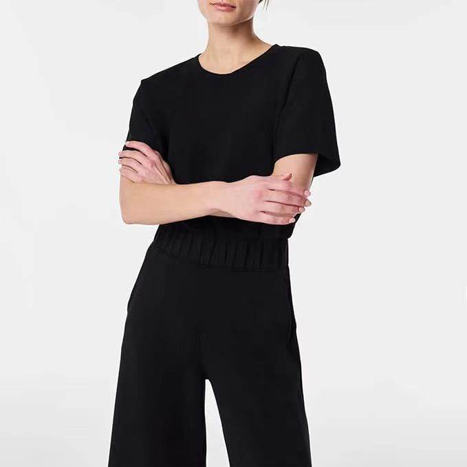 Highly-elastic Plus Size Women's Elastic Waist Jumpsuit - Mubimart