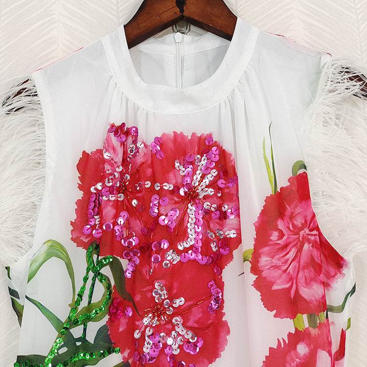 Fashionable Retro Formal Dress Roses - Mubimart